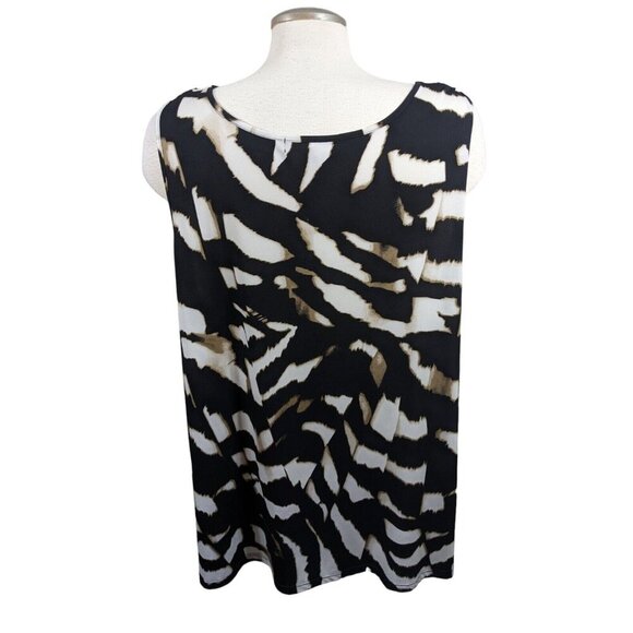 Womens Tunic Top Plus Size 4X Sleeveless Draped Front Tiger Print Stretch - Picture 4 of 6